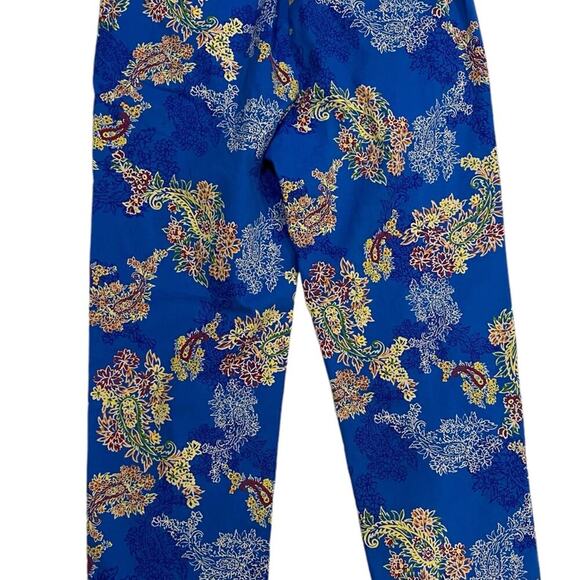 Houston White for Target Blue Floral Wide Leg Chino Pants Size Large 98% Cotton - Picture 6 of 12